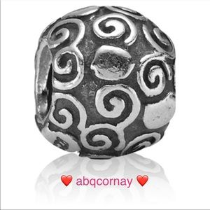 EUC Pandora 790161 Sterling Silver Swirling Heart Designer Bead